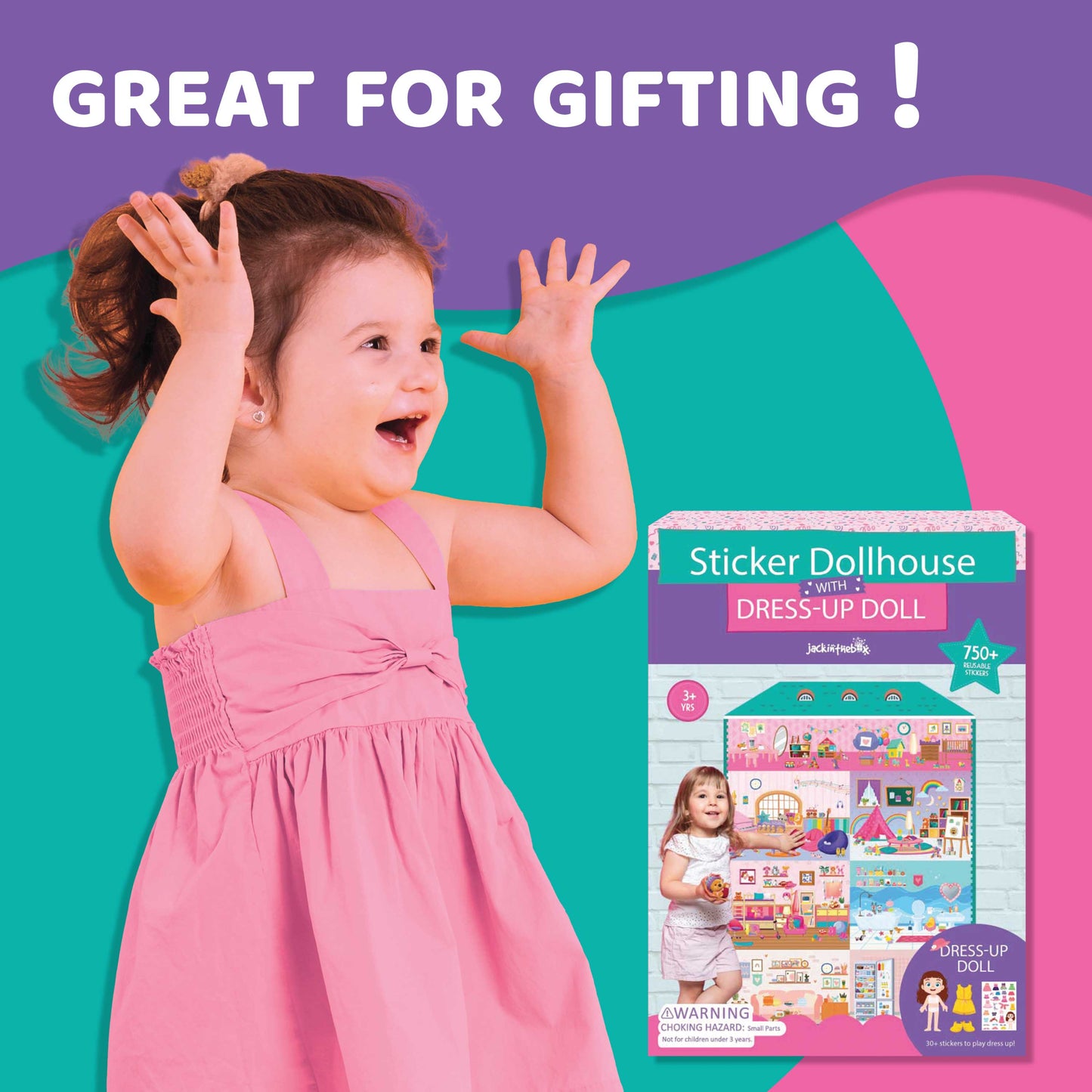 Sticker Dollhouse – Design Your Dream Doll House with 750+ Reusable Stickers, Interactive Pretend Play Set for Kids, Gifts for Girls Ages 3 4 5 6 7 8