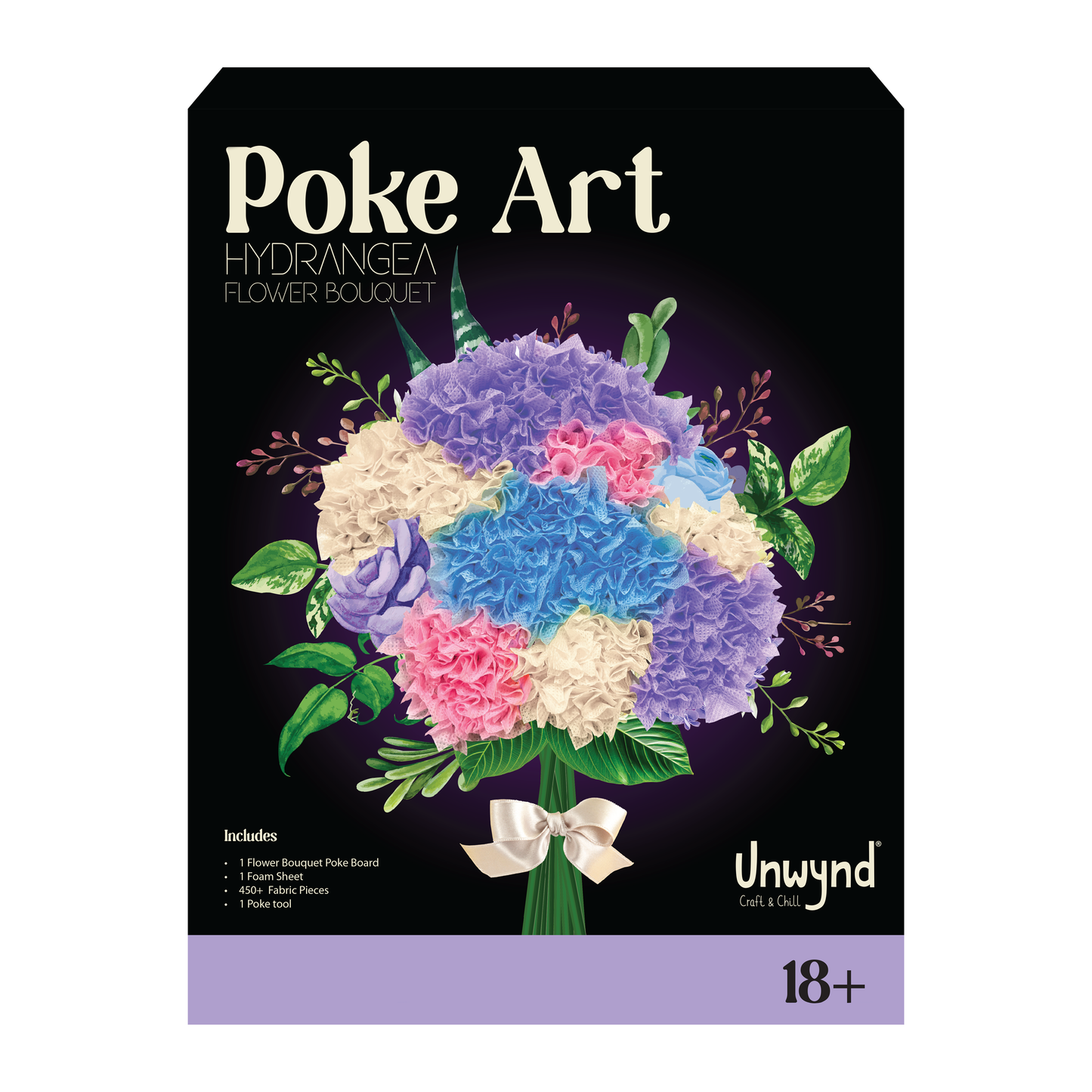 Poke Art Hydrangea Flower Bouquet, Mess-Free Sewing Fabric Arts & Crafts for Adults, DIY Flower Bouquet Kit, Birthday Gifts for Women, Activity Craft Kit for Adults & Teens, Hobbies for Moms
