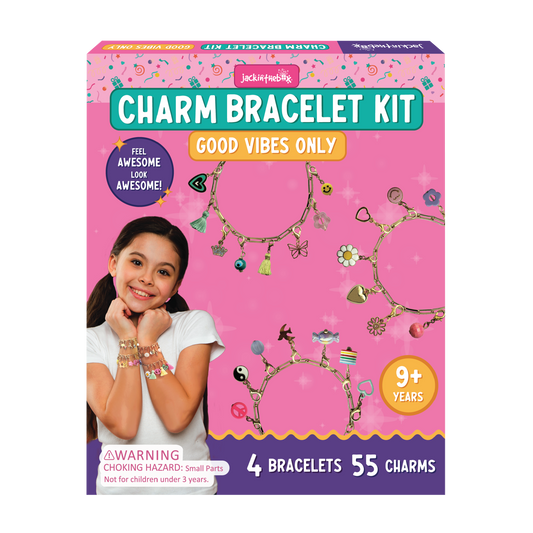 jackinthebox Girls Charm Bracelet Making kit | Includes 4 Bracelets & 55 Charms |Kids Jewelry Making kit for Girls 8-12 | Gifts for 8 9 10 11 12 Year Old Girls | Girl Toys 8-10 Years Old