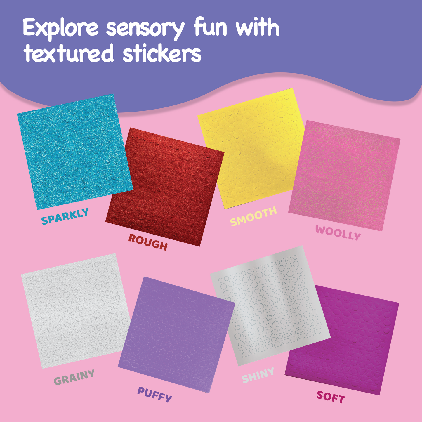 Sensory Craft Activity – Touch & Stick Textures - Magical, No Mess Sticker Craft for Kids, Craft Kits, Sensory DIY Activity, Gifts for Boys & Girls Ages 3, 4, 5, 6, Travel Toys