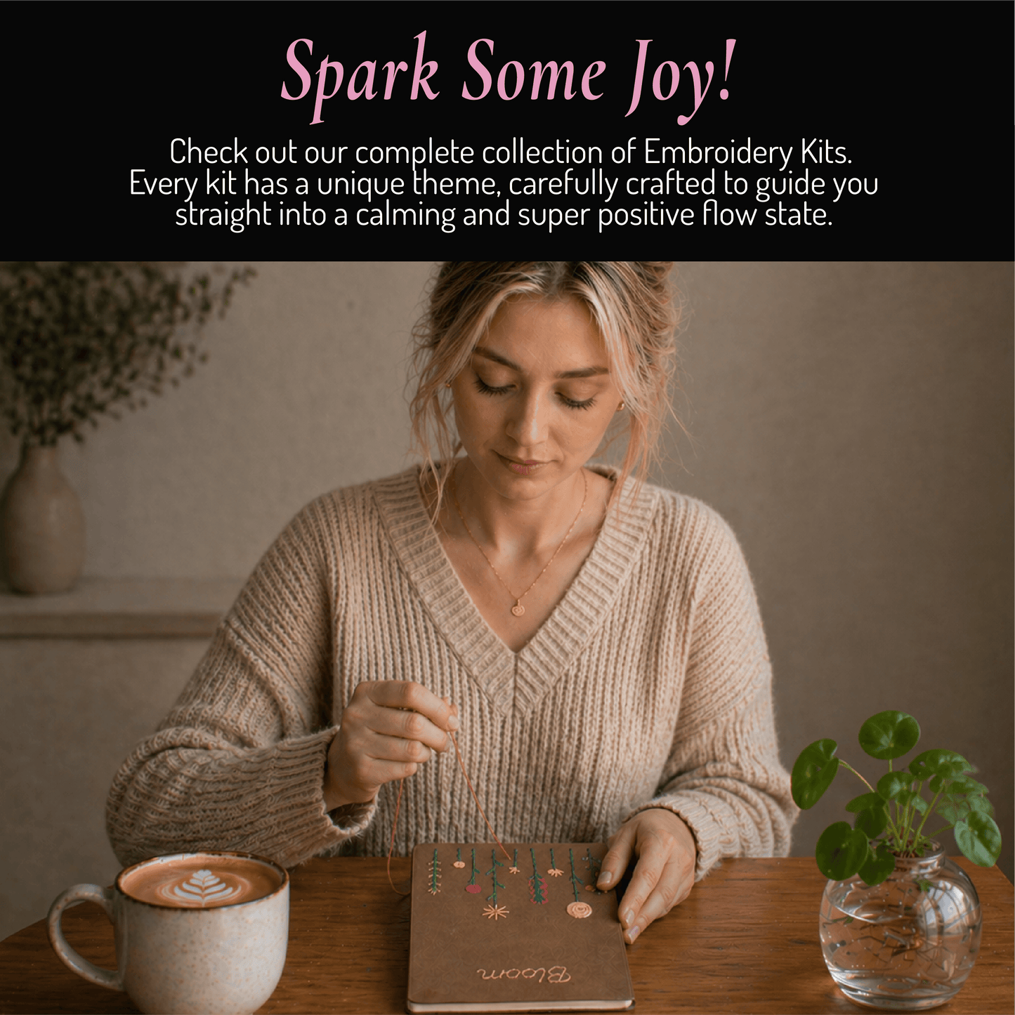 Unwynd Embroidery Notebook Kit – Floral Set of 2