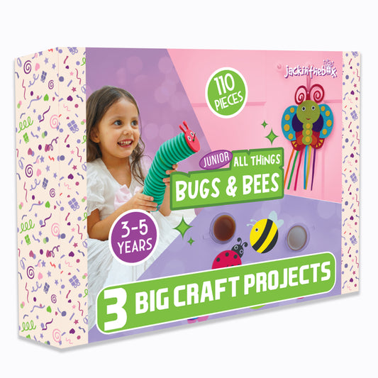jackinthebox Junior. - Bugs and Bees Themed Art and Craft kit | 3-in-1 Craft Kit | Best Gift for Girls and Boys Ages 3 4 5 Years