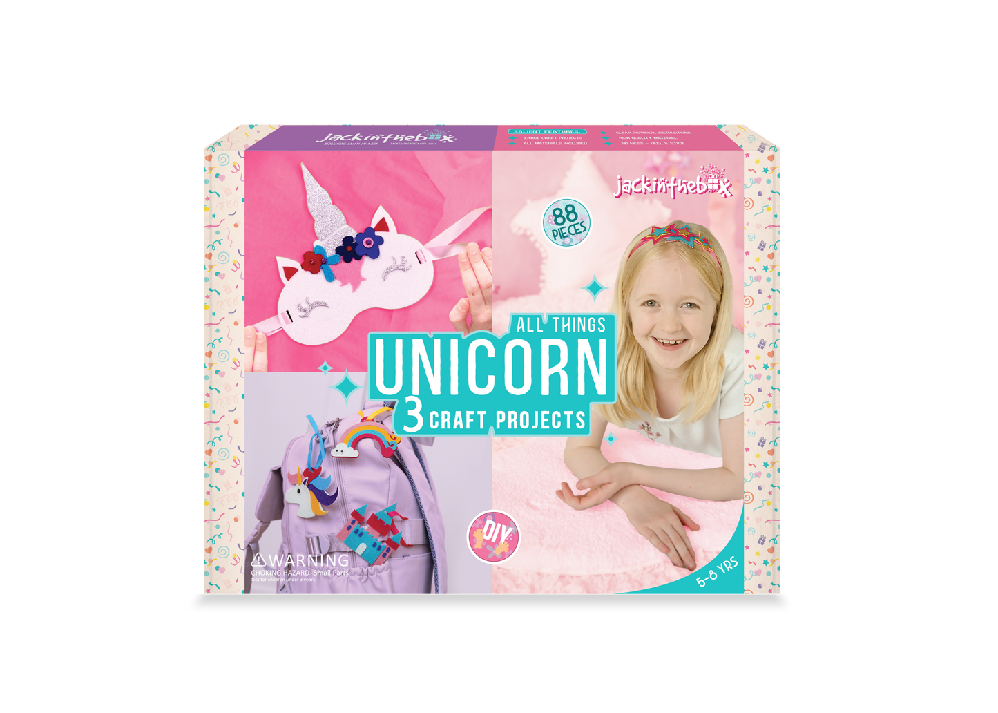 Unicorn Themed Art and Craft Kit for Girls | 3 Chunky Craft Projects | Best Gift for Girls Ages 5 6 7 8 9 10 Years