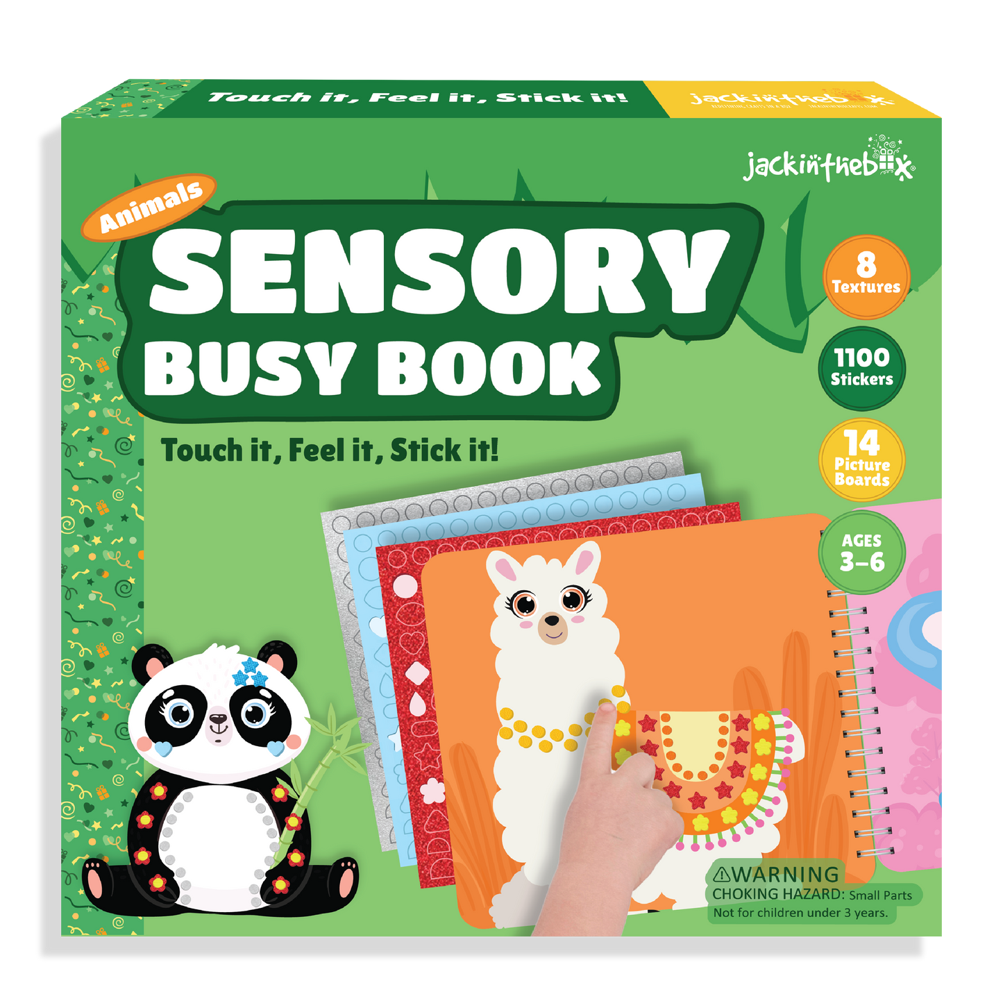 Sensory Busy Book Craft Activity with Textured Stickers - Animals, No Mess Sticker Craft for Kids, Craft Kits, Sensory DIY Activity, Gifts for Boys & Girls Ages 3,4,5,6, Travel Toys