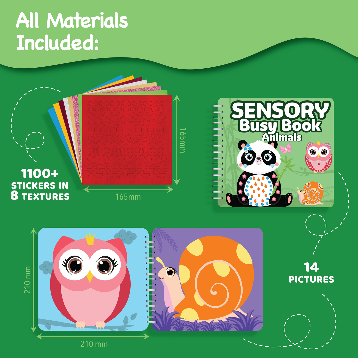 Sensory Busy Book Craft Activity with Textured Stickers - Animals, No Mess Sticker Craft for Kids, Craft Kits, Sensory DIY Activity, Gifts for Boys & Girls Ages 3,4,5,6, Travel Toys