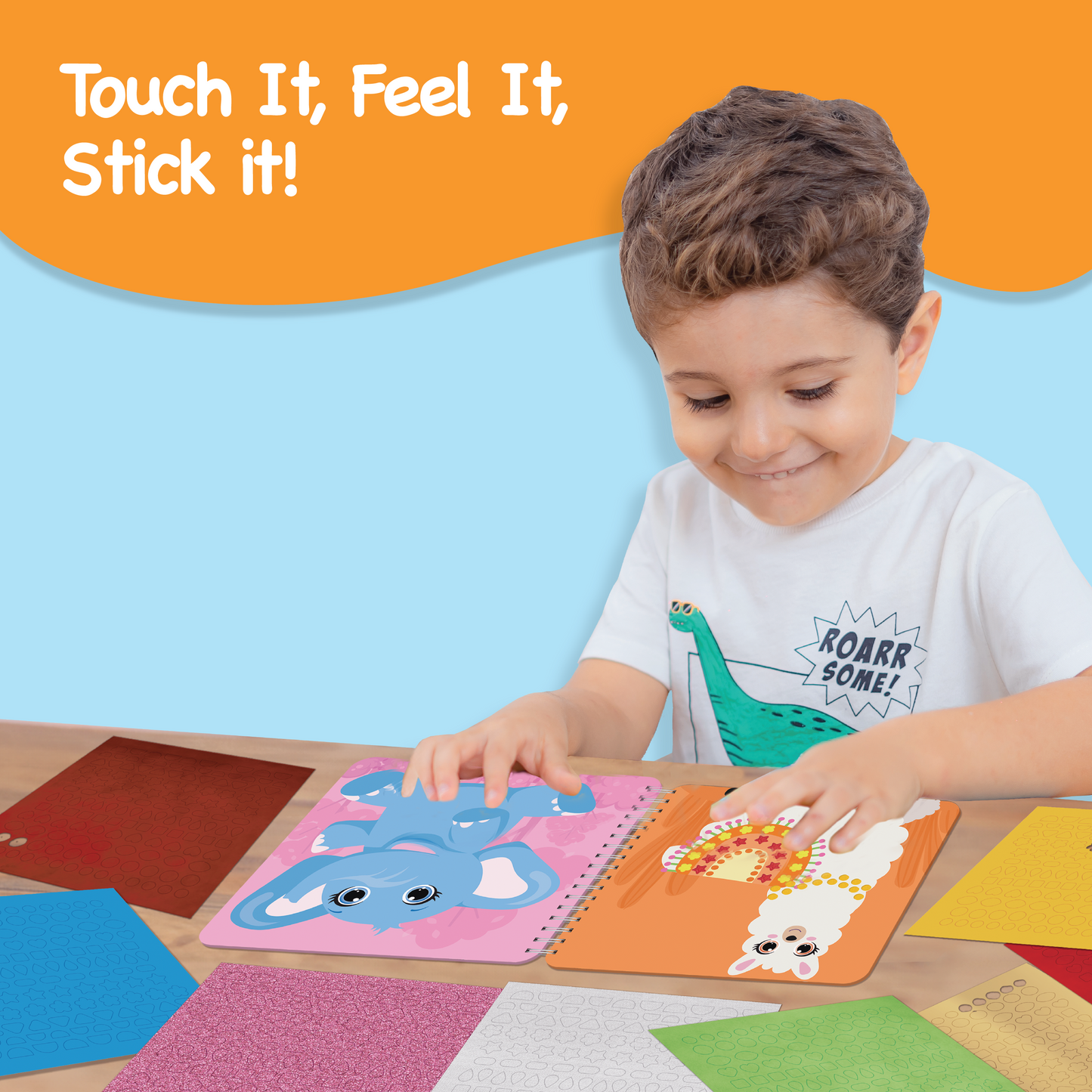 Sensory Busy Book Craft Activity with Textured Stickers - Animals, No Mess Sticker Craft for Kids, Craft Kits, Sensory DIY Activity, Gifts for Boys & Girls Ages 3,4,5,6, Travel Toys