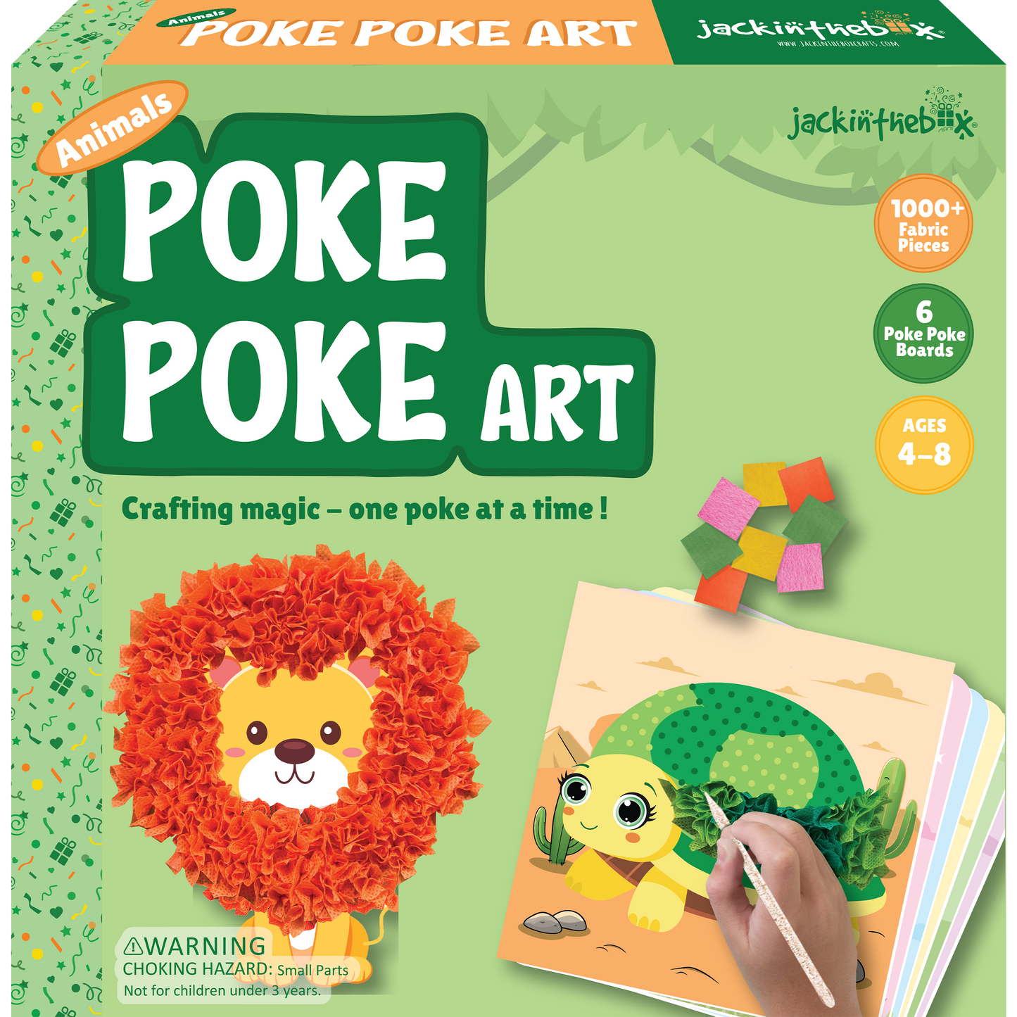 jackinthebox Poke Poke Art – Animals Theme Like Tortoise, Snail, Lion, Owl, Macaw, Butterfly, Mess-Free Sewing Art for Kids, Great Gift for Children, Toys for Girls and Boys Ages 4 5 6 7 8