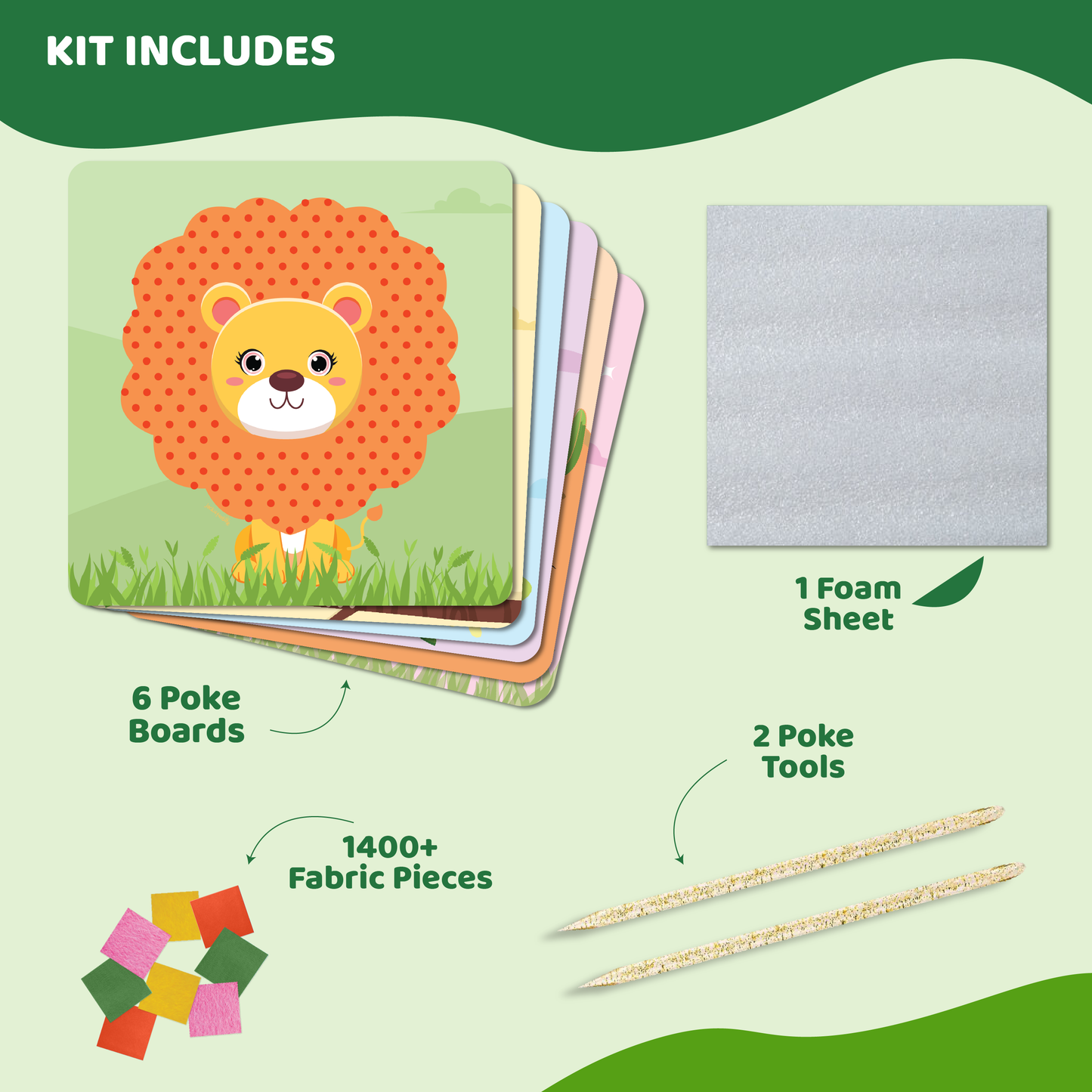 jackinthebox Poke Poke Art – Animals Theme Like Tortoise, Snail, Lion, Owl, Macaw, Butterfly, Mess-Free Sewing Art for Kids, Great Gift for Children, Toys for Girls and Boys Ages 4 5 6 7 8