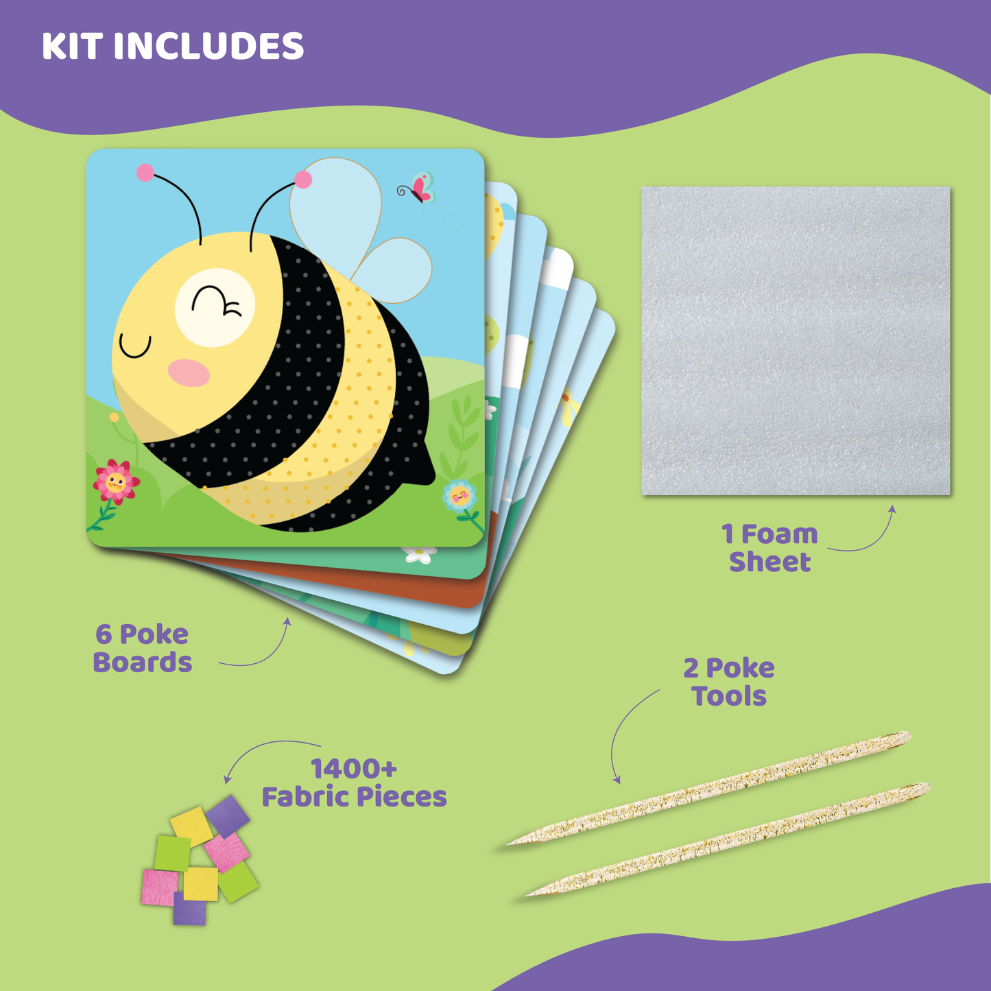 jackinthebox Poke Poke Art – Bugs Like Snail, Bee, Ladybug, Dragonfly, Butterfly, Catterpillar, Mess-Free Sewing Art for Kids, Toys for Girls and Boys, Great Gift for Kids Ages 4 5 6 7 8