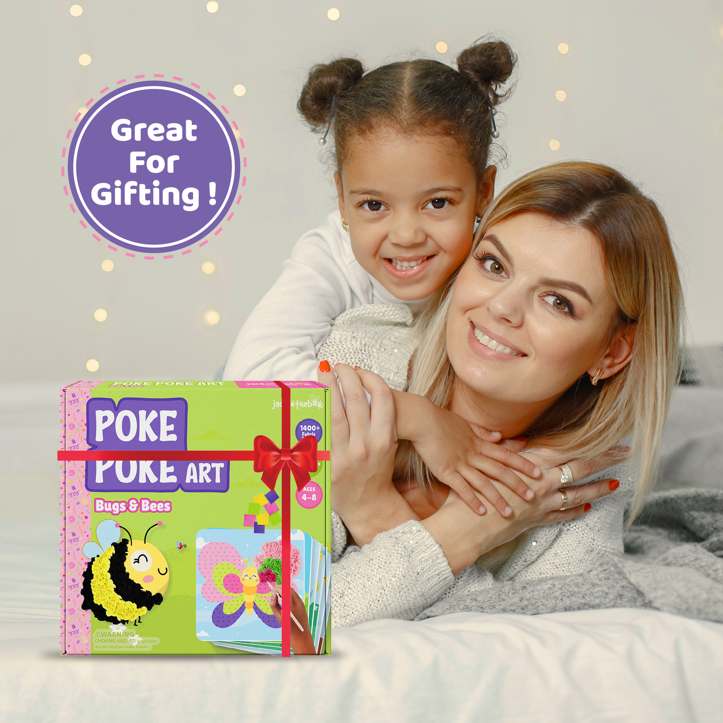jackinthebox Poke Poke Art – Bugs Like Snail, Bee, Ladybug, Dragonfly, Butterfly, Catterpillar, Mess-Free Sewing Art for Kids, Toys for Girls and Boys, Great Gift for Kids Ages 4 5 6 7 8