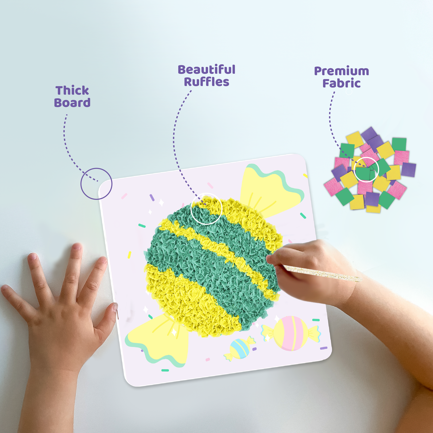 jackinthebox Poke Poke Art – Candyland Theme Elements Like Cupcake, Candy, Ice Cream, Lollipop, Donut, Candyfloss, Mess-Free Sewing Art for Kids, Great Gift for Girls and Boys Ages 4 5 6 7 8