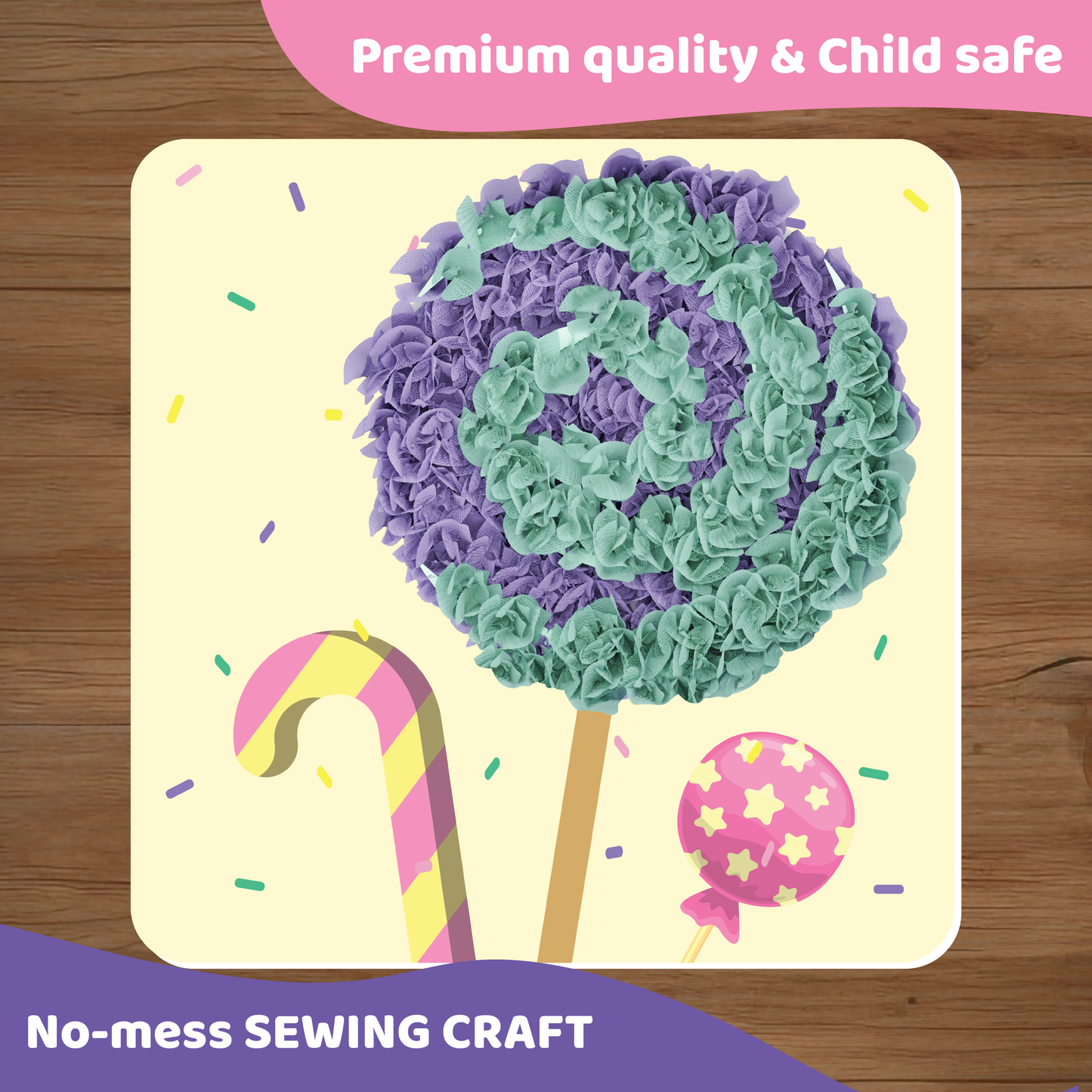 jackinthebox Poke Poke Art – Candyland Theme Elements Like Cupcake, Candy, Ice Cream, Lollipop, Donut, Candyfloss, Mess-Free Sewing Art for Kids, Great Gift for Girls and Boys Ages 4 5 6 7 8