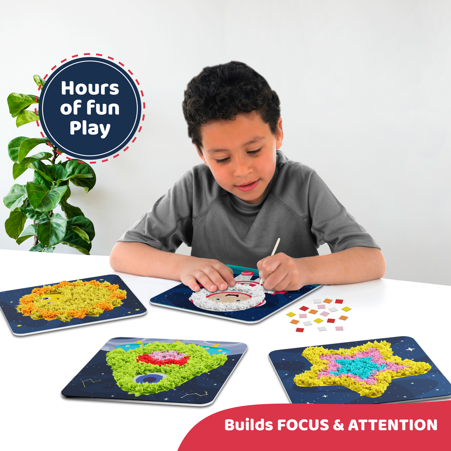 jackinthebox Poke Poke Art for Kids – Space Theme Elements Like Sun, Star, Rocket, Astronaut, Planet, Alien, Mess-Free Sewing Art for Kids, Gift for Girls and Boys Ages 4 5 6 7 8
