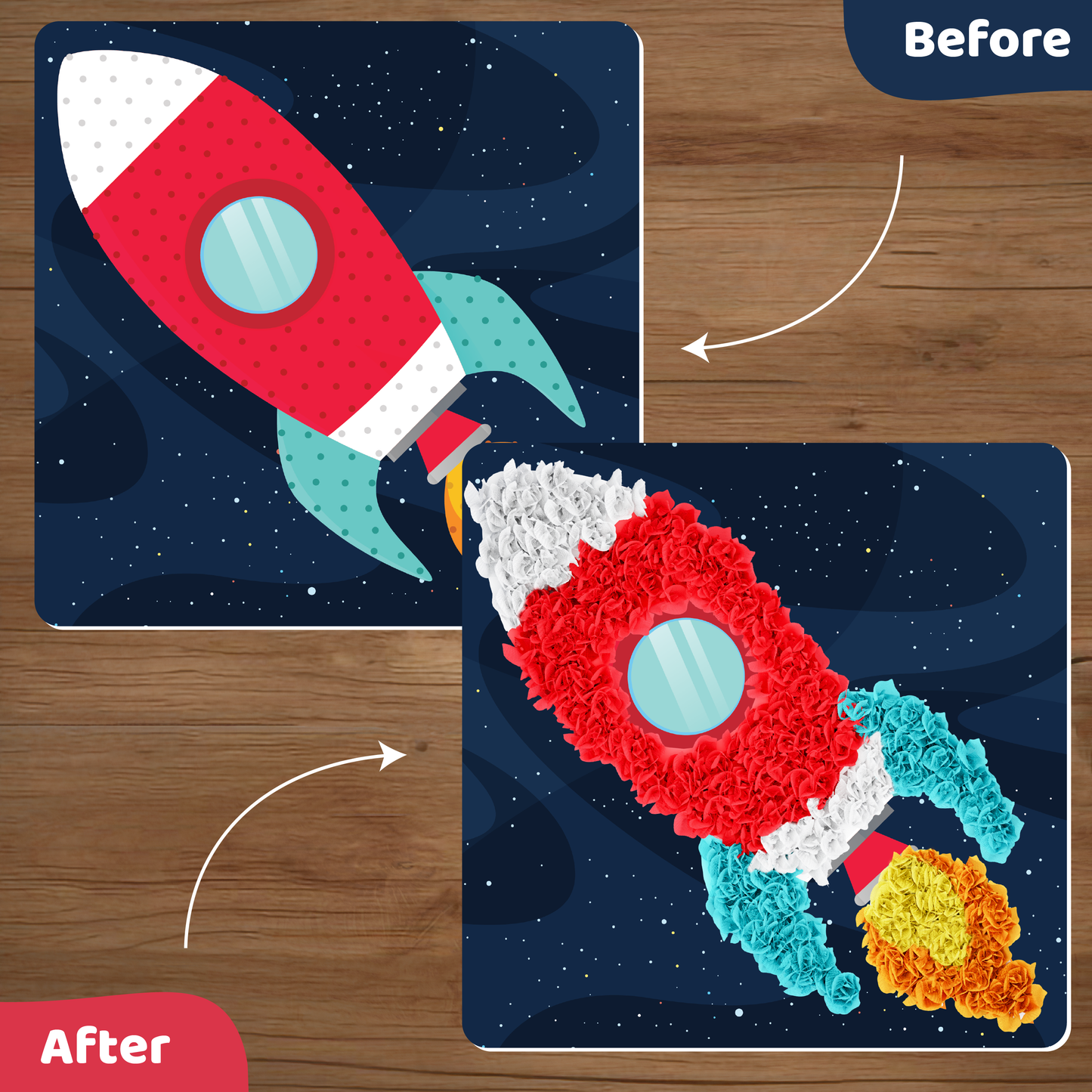 jackinthebox Poke Poke Art for Kids – Space Theme Elements Like Sun, Star, Rocket, Astronaut, Planet, Alien, Mess-Free Sewing Art for Kids, Gift for Girls and Boys Ages 4 5 6 7 8