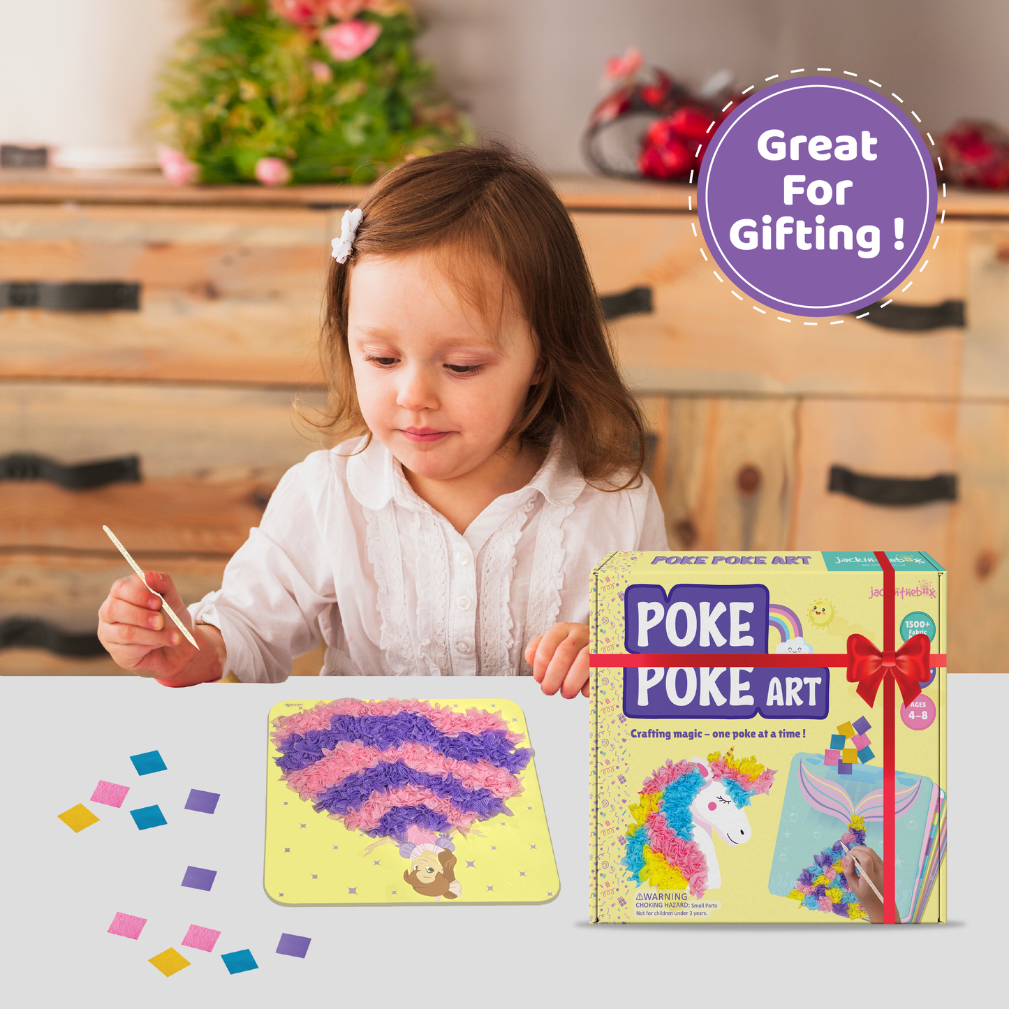 jackinthebox Poke Poke Art for Kids - Unicorns, Mermaids, Princess, Cupcakes, Mess-Free Sewing Art for Children, Toys for Girls and Boys Ages 4 5 6 7 8, Great Gift for Children, DIY Creative Activity