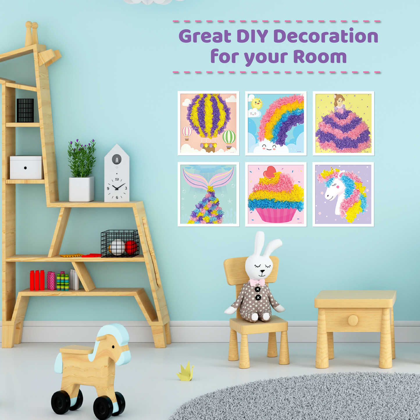 jackinthebox Poke Poke Art for Kids - Unicorns, Mermaids, Princess, Cupcakes, Mess-Free Sewing Art for Children, Toys for Girls and Boys Ages 4 5 6 7 8, Great Gift for Children, DIY Creative Activity