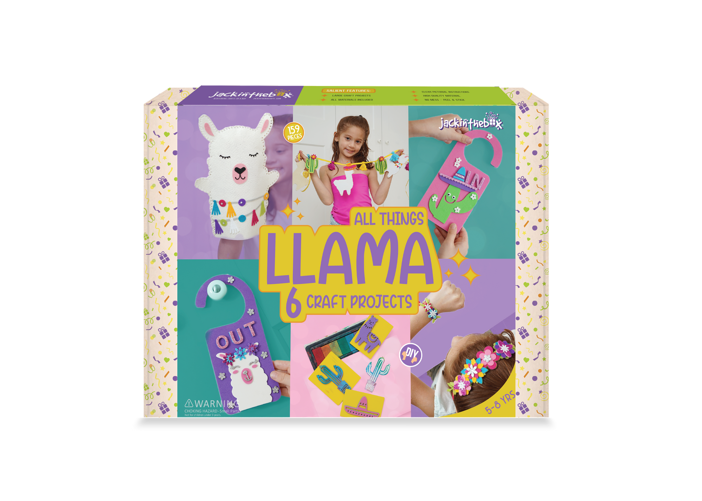 jackinthebox Llama Gifts for Girls | 6-in-1 Premium Craft Kit | Arts and Crafts for Girls Aged 5 6 7 8 9 10 Years