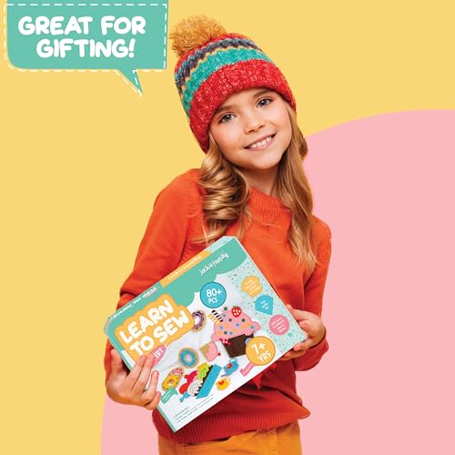 jackinthebox Learn to Sew | Dessert Theme Kids Sewing kit with 6 Sewing Crafts | Sewing kit for Kids Ages 6 7 8 9 10 | Premium Quality Felt | Has pre-Punched Holes & Easy-to-Follow Instructions