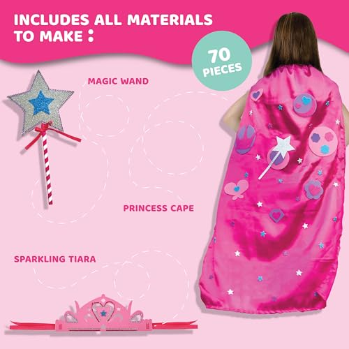 jackinthebox Princess Themed Arts and Crafts for Girls | Make a Cape, Tiara and Wand | Best Gift for Girls Ages 5 6 7 8 Years | 3 Craft Projects in 1 Box