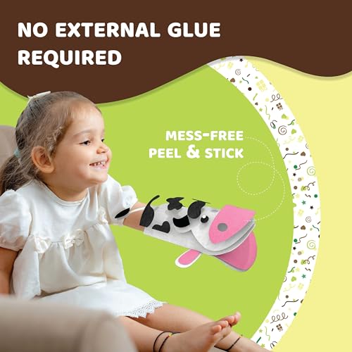 jackinthebox Hand Puppet Farm Animal Craft Kit for Kids 6-in-1 | Gifts for Kids Ages 4-8 | DIY Arts&Crafts kit | Great Storytelling,Role-Playing Puppets | Gift for Girls and Boys | Toddler Activities