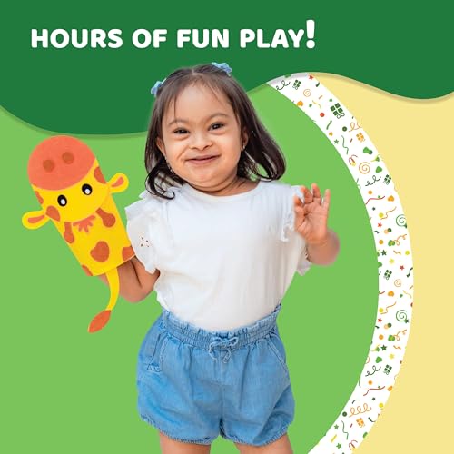 jackinthebox Hand Puppet Animal Craft Kit for Kids 6-in-1 | Gifts for Kids Ages 4-8 | DIY Arts & Crafts kit | Great Storytelling, Role-Playing Puppets | Gift for Girls and Boys | Toddler Activities