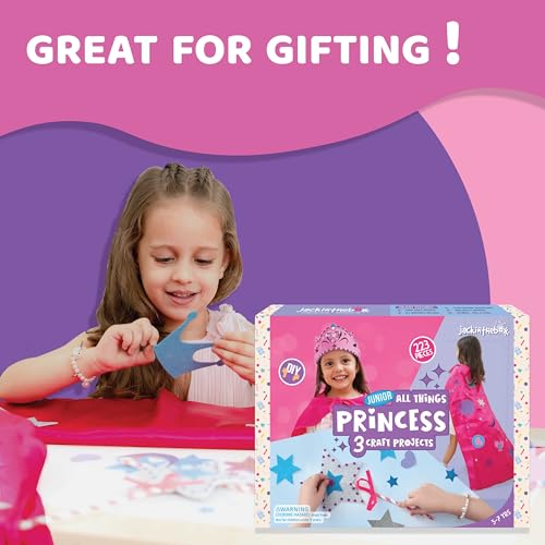 jackinthebox Princess Themed Arts and Crafts for Girls | Make a Cape, Tiara and Wand | Best Gift for Girls Ages 5 6 7 8 Years | 3 Craft Projects in 1 Box