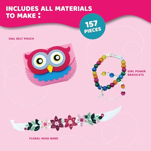 Fashion Themed Art and Craft Kit for Girls | 3 Craft Projects in 1 Box | Best Girl Gift for Ages 6 7 8 9 10 Years | Includes Beautiful Felt and Foam Embellishments (Little Fashionista 3-in-1)