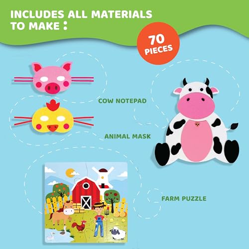 jackinthebox Farm Craft kit for 3 to 5 Year olds | 3 Craft Projects | Great Gift for Boys and Girls Ages 3,4,5 Years