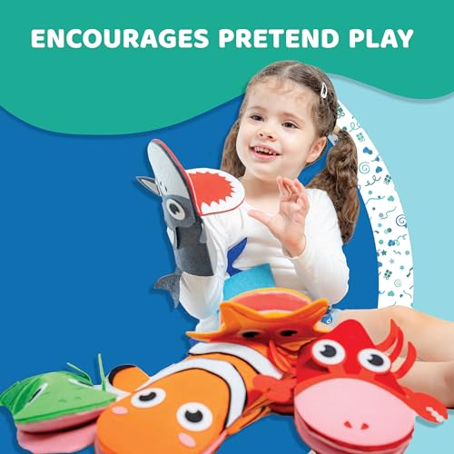 jackinthebox Hand Puppet Sea Animal Craft Kit for Kids 6-in-1 | Gifts for Kids Ages 4-8 | DIY Arts & Crafts kit | Great Storytelling,Role-Playing Puppets | Gift for Girls and Boys | Toddler Activities