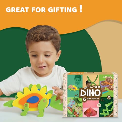 jackinthebox Dinosaur Toys for Kids | Great Dino Gift for Kids Aged 5 to 8 Years Old | 6-in-1 Dinosaur Craft Kit | Board Game, Volcano Science Experiment and Much More