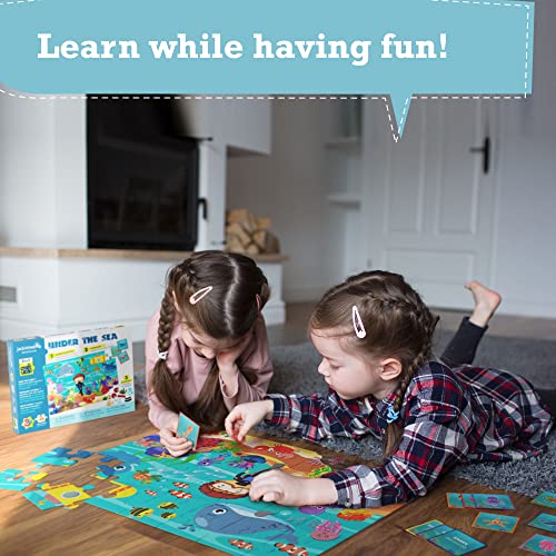 jackinthebox Puzzles for Kids Ages 3-5 | Make Large Puzzle + Decorate with Cool Stickers + Spot with Flash Cards | Educational Learning Toys for 3 4 5 6 Year olds