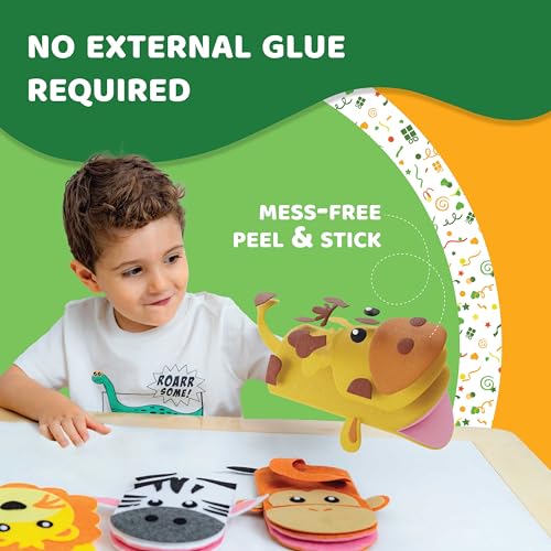 jackinthebox Hand Puppet Animal Craft Kit for Kids 6-in-1 | Gifts for Kids Ages 4-8 | DIY Arts & Crafts kit | Great Storytelling, Role-Playing Puppets | Gift for Girls and Boys | Toddler Activities