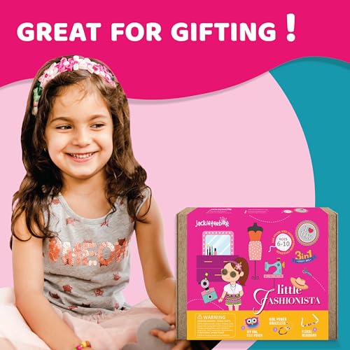 Fashion Themed Art and Craft Kit for Girls | 3 Craft Projects in 1 Box | Best Girl Gift for Ages 6 7 8 9 10 Years | Includes Beautiful Felt and Foam Embellishments (Little Fashionista 3-in-1)