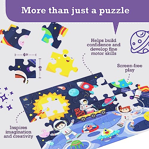 jackinthebox Puzzles for Kids Ages 3-5 | Make Large Puzzle + Decorate with Cool Stickers + Spot with Flash Cards | Educational Learning Toys for 3 4 5 6 Year olds