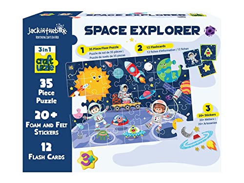 jackinthebox Puzzles for Kids Ages 3-5 | Make Large Puzzle + Decorate with Cool Stickers + Spot with Flash Cards | Educational Learning Toys for 3 4 5 6 Year olds