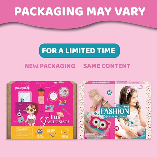 Fashion Themed Art and Craft Kit for Girls | 3 Craft Projects in 1 Box | Best Girl Gift for Ages 6 7 8 9 10 Years | Includes Beautiful Felt and Foam Embellishments (Little Fashionista 3-in-1)