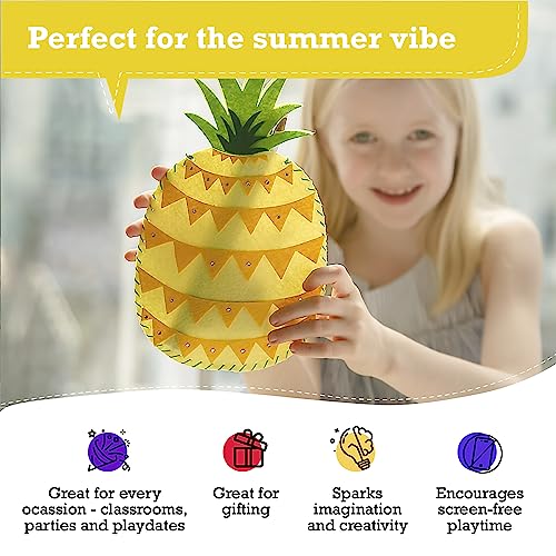 jackinthebox Hawaiian Tropical Themed Craft Kit | Incl. Beautiful Felt Pineapple Sewing Kit | 3 Different Crafts-in-1 | Best Craft Kit for Girls Ages 7 to 10 Years