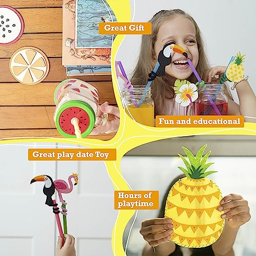 jackinthebox Hawaiian Tropical Themed Craft Kit | Incl. Beautiful Felt Pineapple Sewing Kit | 3 Different Crafts-in-1 | Best Craft Kit for Girls Ages 7 to 10 Years