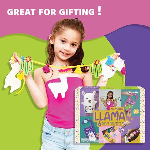jackinthebox Llama Gifts for Girls | 6-in-1 Premium Craft Kit | Arts and Crafts for Girls Aged 5 6 7 8 9 10 Years