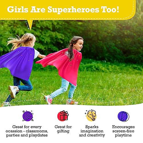 jackinthebox Superhero Dress Up Costumes for Little Girls | Super hero Capes and Masks | Costumes + Crafts | 3 Printed Superhero Capes, 3 Cool Masks, 350+ stickers to decorate
