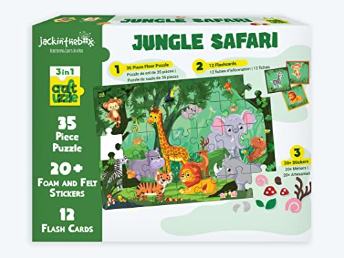 jackinthebox Puzzles for Kids Ages 3-5 | Make Large Puzzle + Decorate with Cool Stickers + Spot with Flash Cards | Educational Learning Toys for 3 4 5 6 Year olds