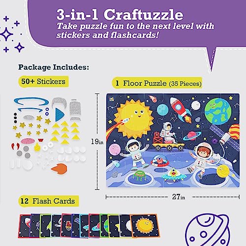 jackinthebox Puzzles for Kids Ages 3-5 | Make Large Puzzle + Decorate with Cool Stickers + Spot with Flash Cards | Educational Learning Toys for 3 4 5 6 Year olds