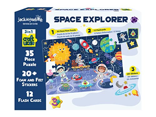 jackinthebox Puzzles for Kids Ages 3-5 | Make Large Puzzle + Decorate with Cool Stickers + Spot with Flash Cards | Educational Learning Toys for 3 4 5 6 Year olds