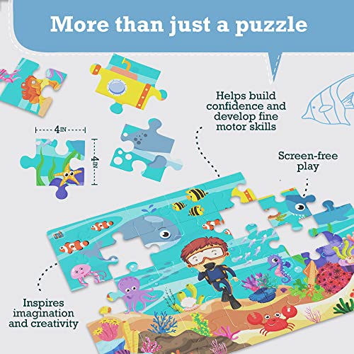 jackinthebox Puzzles for Kids Ages 3-5 | Make Large Puzzle + Decorate with Cool Stickers + Spot with Flash Cards | Educational Learning Toys for 3 4 5 6 Year olds