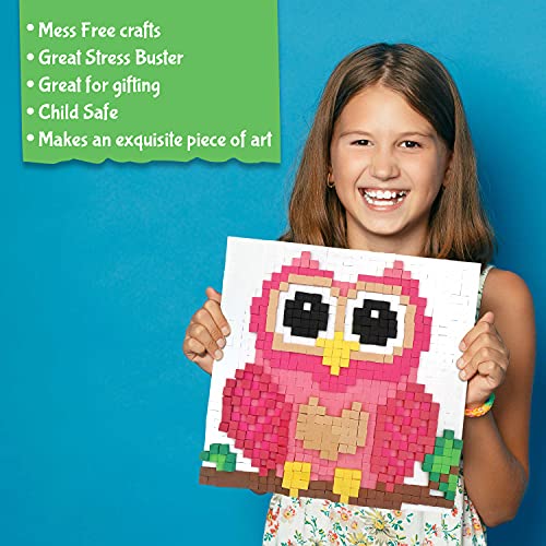 STICK 'N' STACK jackinthebox Mosaic Arts and Crafts for Kids with 3D Foam Stickers - Owl Design - Mess-Free Kids Craft Kit for Striking 3D Art - Unique Owl Gifts for Girls and Boys Ages 10 and Up
