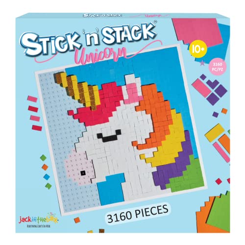 Stick n Stack Mosaic Arts and Crafts for Kids and Adults with 3D Foam Stickers - Unicorn Design - Mess-Free Kids Craft Kit for Striking 3D Art - Unique Unicorn Gifts for Girls and Boys Ages 10 and Up