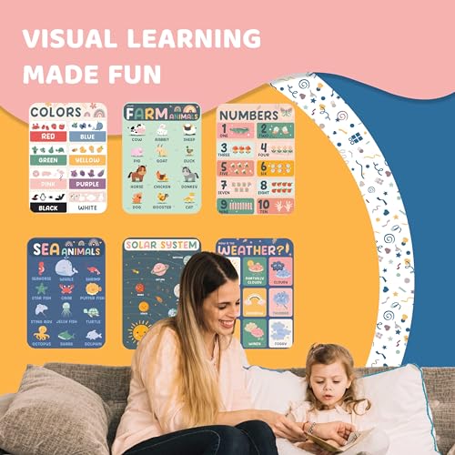 jackinthebox 20 Educational Posters | Homeschool Decorations | Preschool Wall Decor for Toddlers | Kindergarten School Supplies | Classroom Posters | Pre K Learning Poster | BOHO | ABC, Alphabet, Number, Days Chart