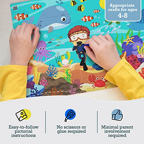 jackinthebox Puzzles for Kids Ages 3-5 | Make Large Puzzle + Decorate with Cool Stickers + Spot with Flash Cards | Educational Learning Toys for 3 4 5 6 Year olds