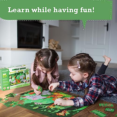 jackinthebox Puzzles for Kids Ages 3-5 | Make Large Puzzle + Decorate with Cool Stickers + Spot with Flash Cards | Educational Learning Toys for 3 4 5 6 Year olds