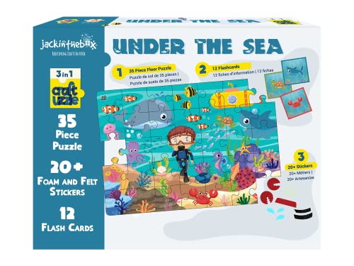 jackinthebox Puzzles for Kids Ages 3-5 | Make Large Puzzle + Decorate with Cool Stickers + Spot with Flash Cards | Educational Learning Toys for 3 4 5 6 Year olds